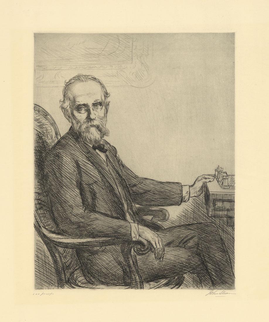 John Sloan, Isaac L. Rice, Etching: Title: Isaac L. Rice. John Sloan (1871-1951) Etching, 1915. Edition 100. Signed in pencil, inscribed "100 proofs." Image size 14 x 11" (35.7 x 27.9 cm). John Sloan's Print's: A Catalogue Raisonne b