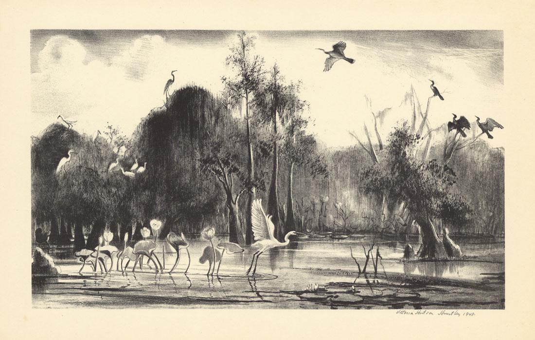 Victoria Huntley, Cypress Swamp, Lithograph (1 of 3)