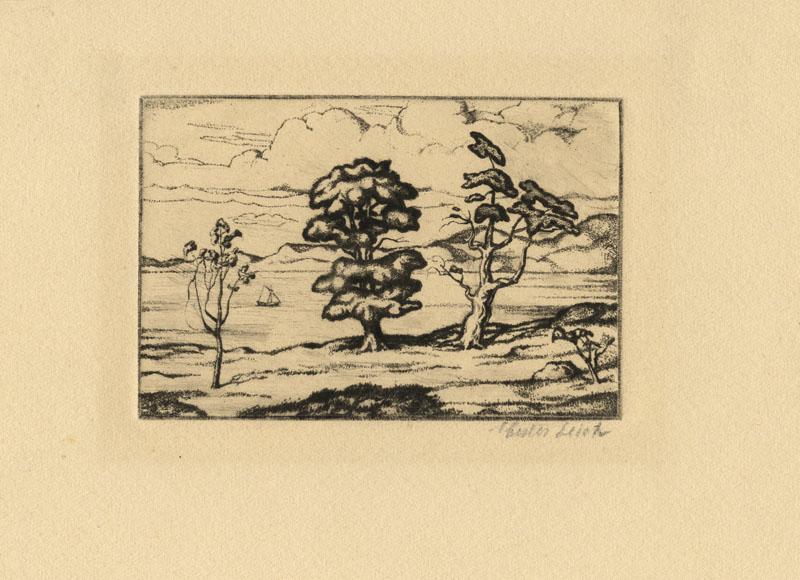 Chester Leich, Landscape. (untitled), Etching (1 of 2)