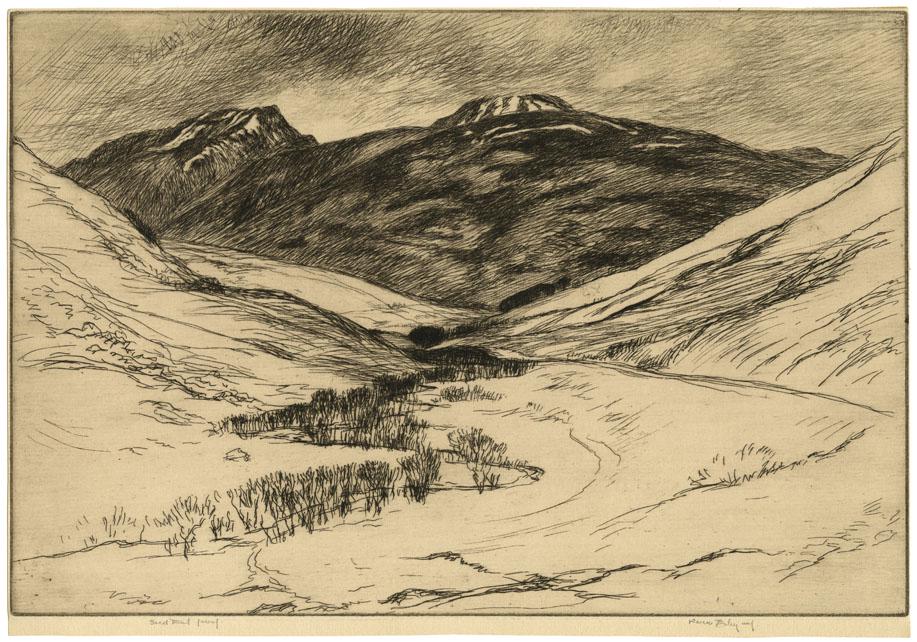 Kerr Eby, Killan Pass, Etching: Title: Killan Pass.Artist: Kerr Eby (1889-1946) Medium: Etching and sandpaper ground, 1925.Edition unpublished. small number of proofs printed in all states. Signed in pencil. Inscribed "imp" and "3r