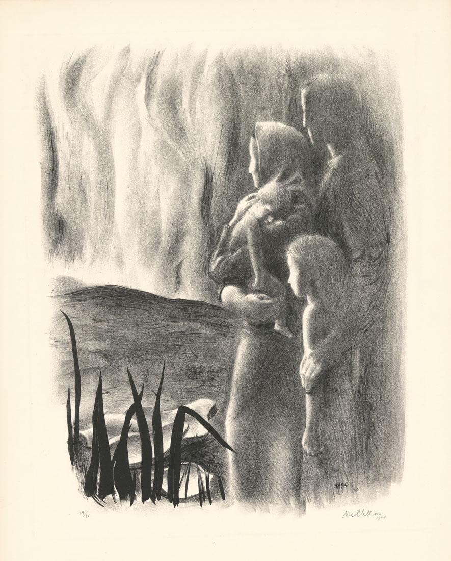 John W. McClellan, The Watchers, Lithograph: Title: The Watchers.Artist: John W. McClellan (1908-1986) Lithograph, 1964.Edition 80. Signed and dated in pencil, inscribed "29/80." Image size 17 1/8 x 13 1/4" (43.5 x 33.7 cm).John Ward McClellan