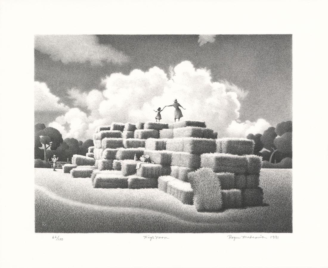 Roger Medearis, High Noon, Lithograph: Title: High Noon. Artist: Roger Medearis (1920-2001) Lithograph, 1991. Edition 100. Signed, titled, and dated in pencil. Inscribed "66/100." Image size 11 1/2 x 15" (29.3 x 38.1 cm). Roger Medearis wa