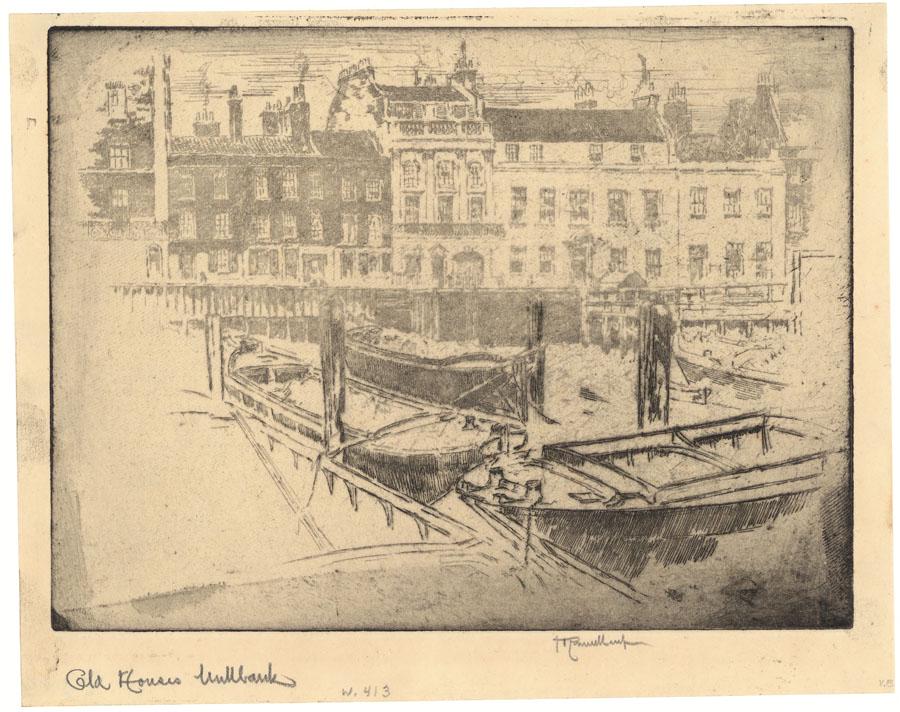 Joseph Pennell, Grosvenor Road, Etching: Title: Grosvenor Road.Artist: Joseph Pennell (1857-1926).Etching, 1906. Edition c.50. Signed pencil. Image size 8 x 10 7/8" (25.2 x 30 cm).#413 in "Catalogue of the Etchings of Joseph Pennell" by Lou