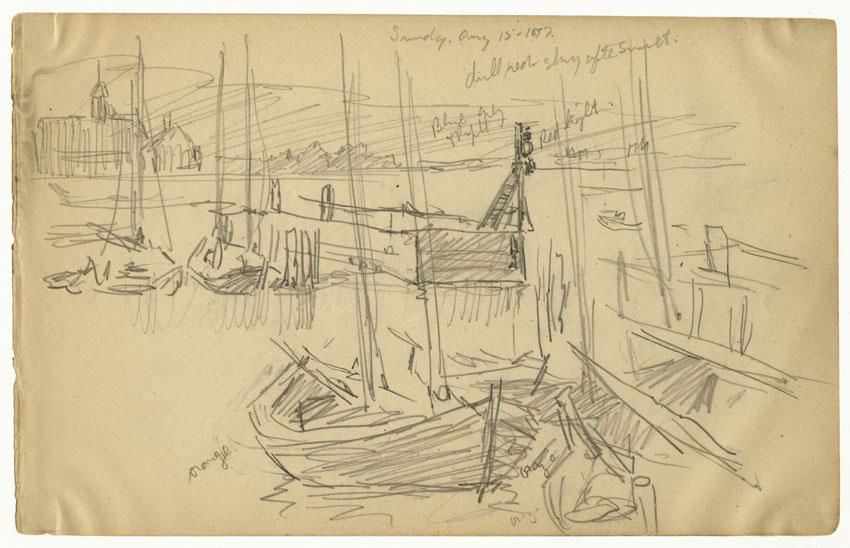 Reynolds Beal, Old Harbor, Block Island, Drawing (1 of 2)