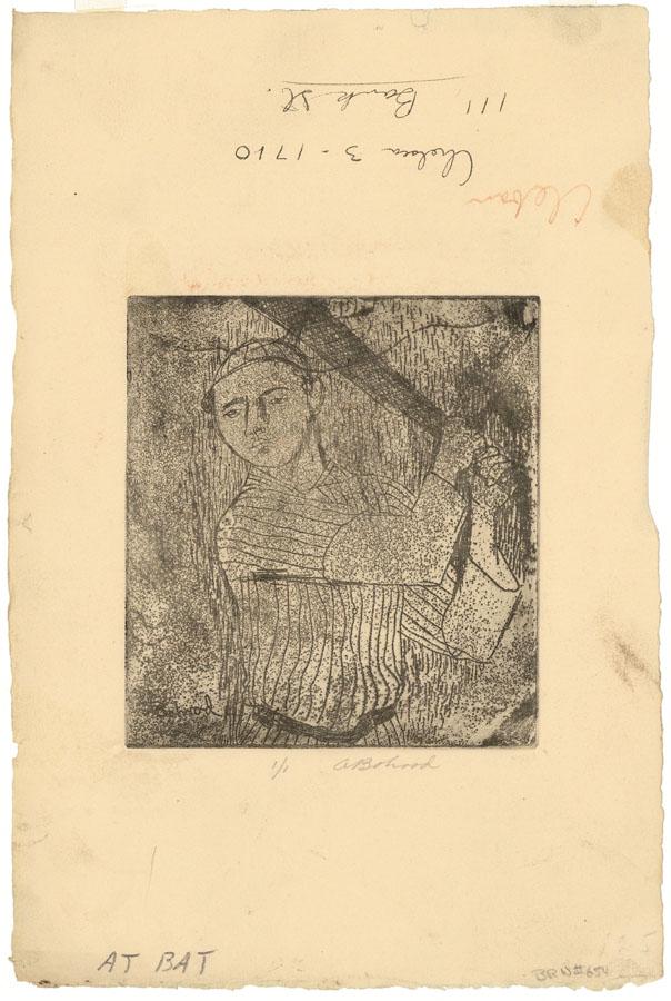 Aaron Bohrod, At Bat, Etching & Aquatint (1 of 2)