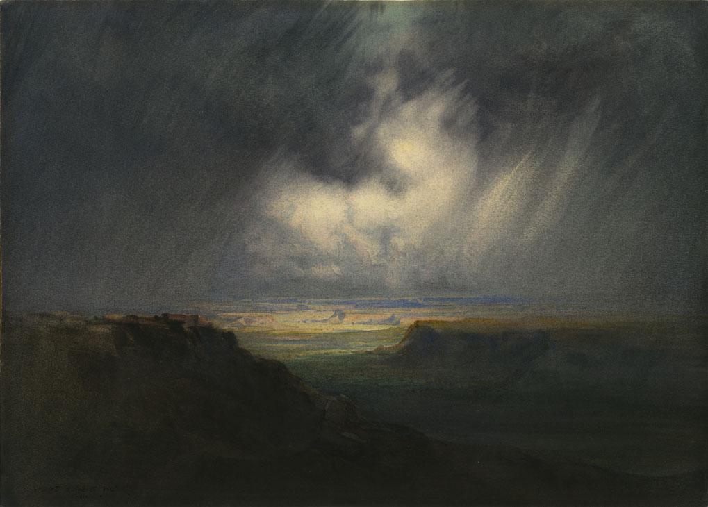 George E. Burr, A Desert Storm, Watercolor (1 of 3)