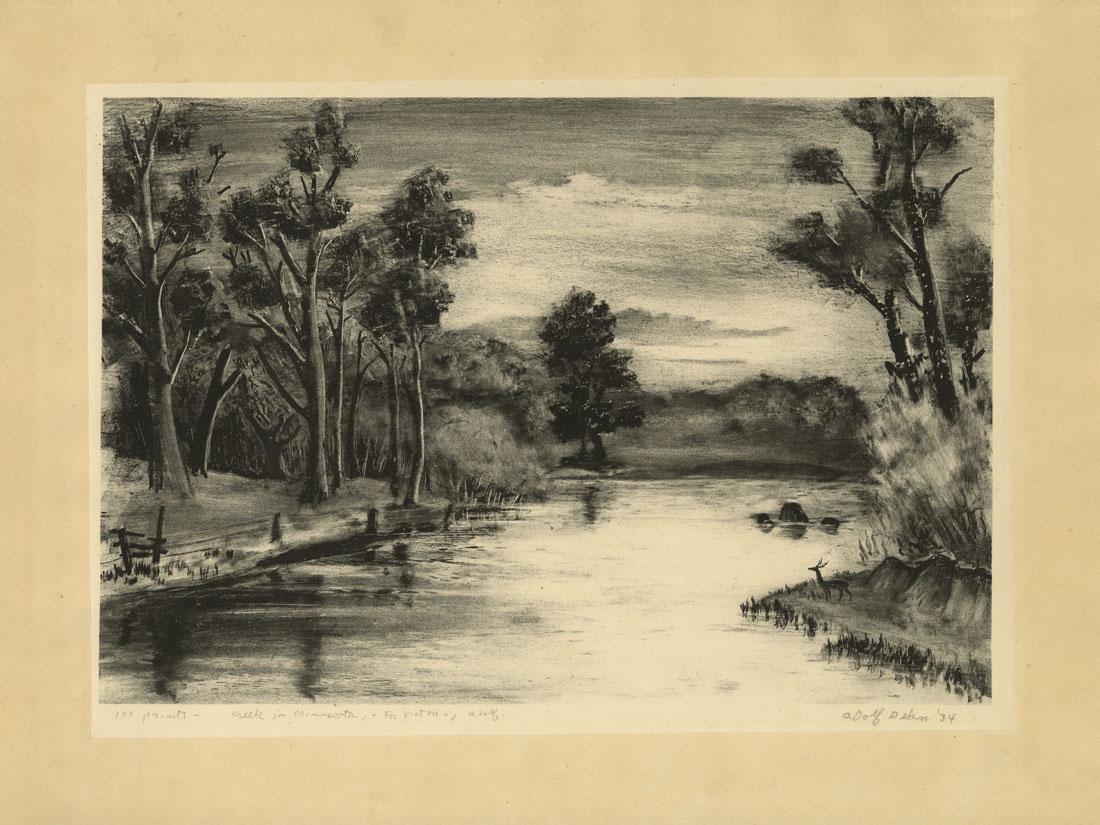 Adolf Dehn, Creek in Minnesota, Lithograph (1 of 3)
