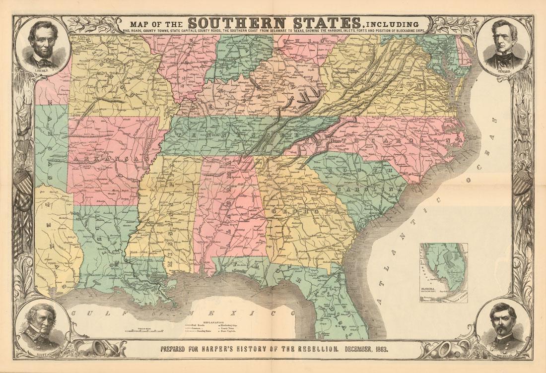 Map of the Southern States - American Civil War (1 of 4)