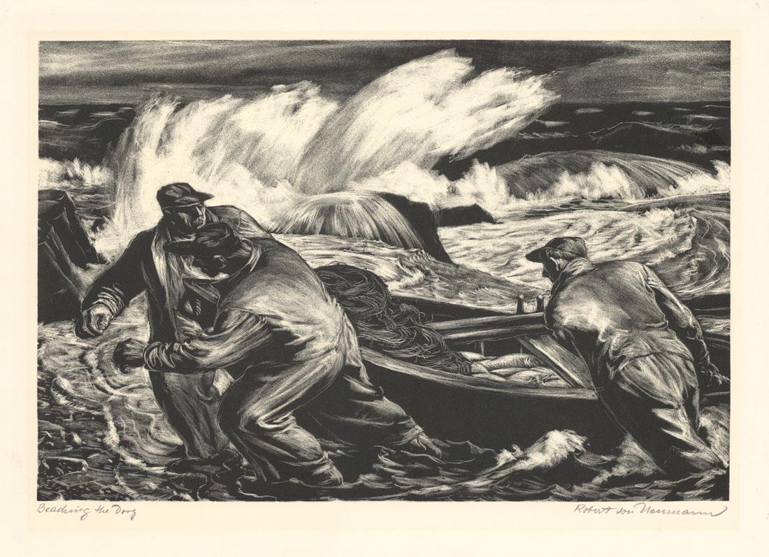 Robert von Neumann, Beaching the Dory, Lithograph (1 of 3)