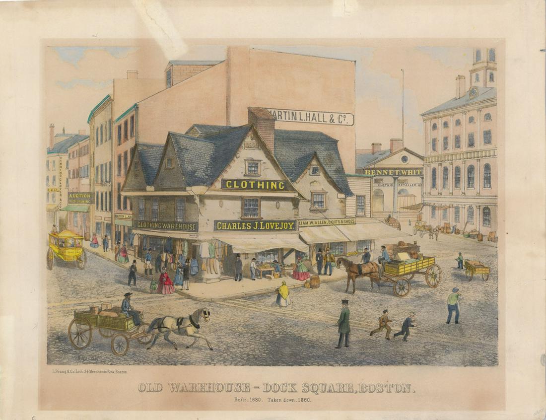 Old Warehouse - Dock Square, Boston, Lithograph (1 of 4)