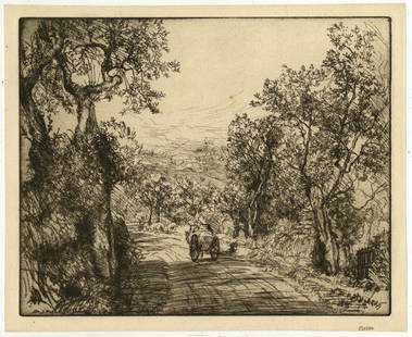 Donald Shaw MacLaughlan, Road Song #2: Title:  Road Song Number Two.Artist: Donald Shaw MacLaughlan (1876-1938) Etching, 1913. Edition not noted. Unsigned. Only signed in the plate. Image size 10 x 12 3/4" (251 x 319 cm). #212 in "A descri