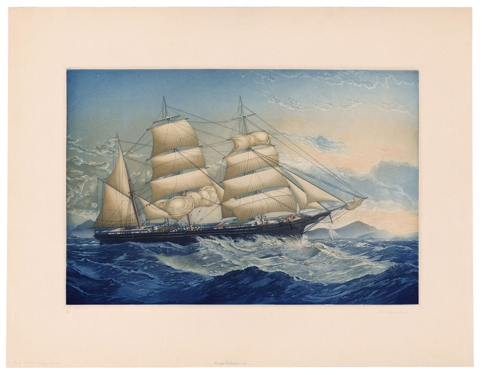 John Taylor Arms, Bark "Metis" Making Harbor, Etching and aquatint (1 of 4)