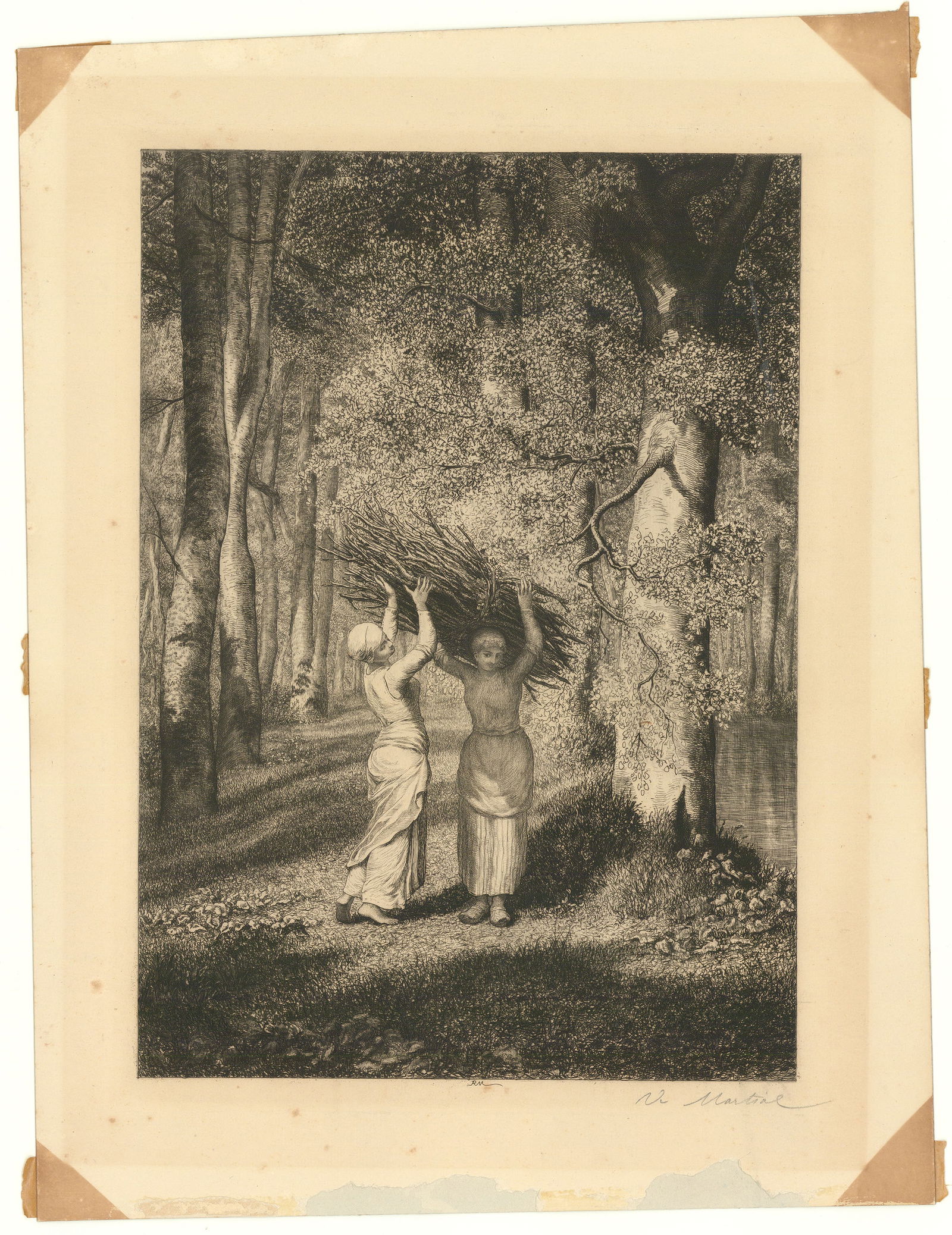 Adolphe Martial Potemont, Faggot Gatherers (Twig Gatherers), Etching (1 of 3)