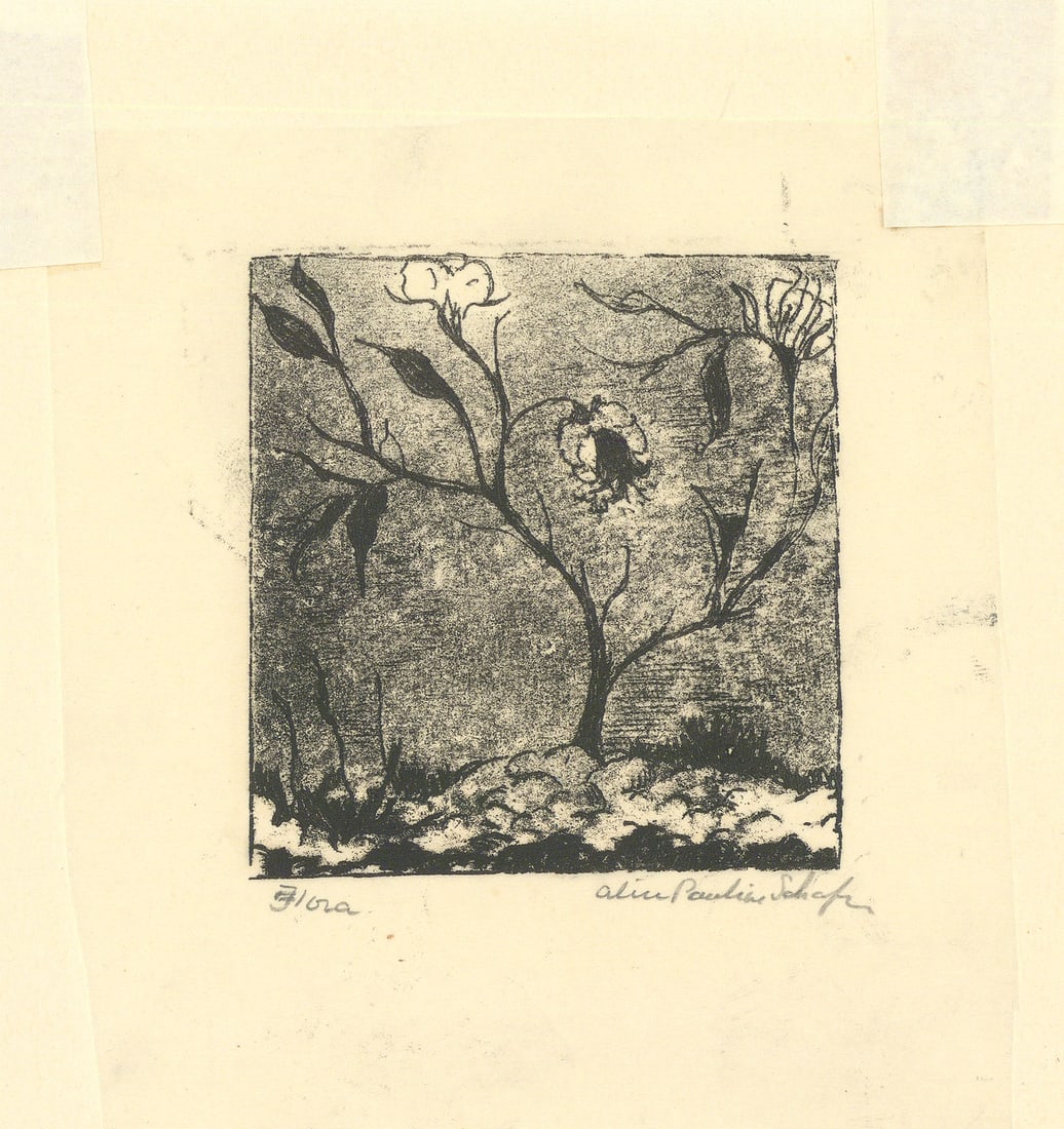 Alice P. Schafer, Flora, Linocut (1 of 2)
