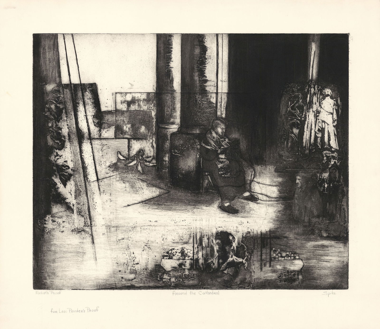 Barbara S. Spitz, Around the Cathedral, Etching (1 of 3)