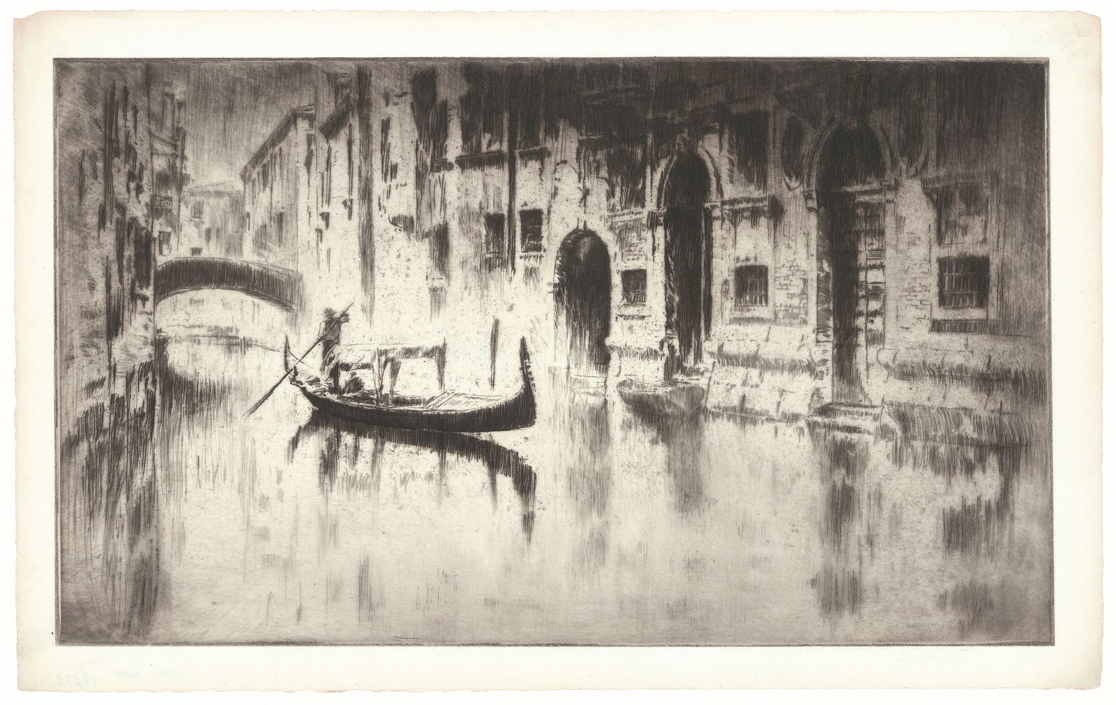 Levon West, Venetian Scene of a Gondola. Untitled., Drypoint (1 of 2)