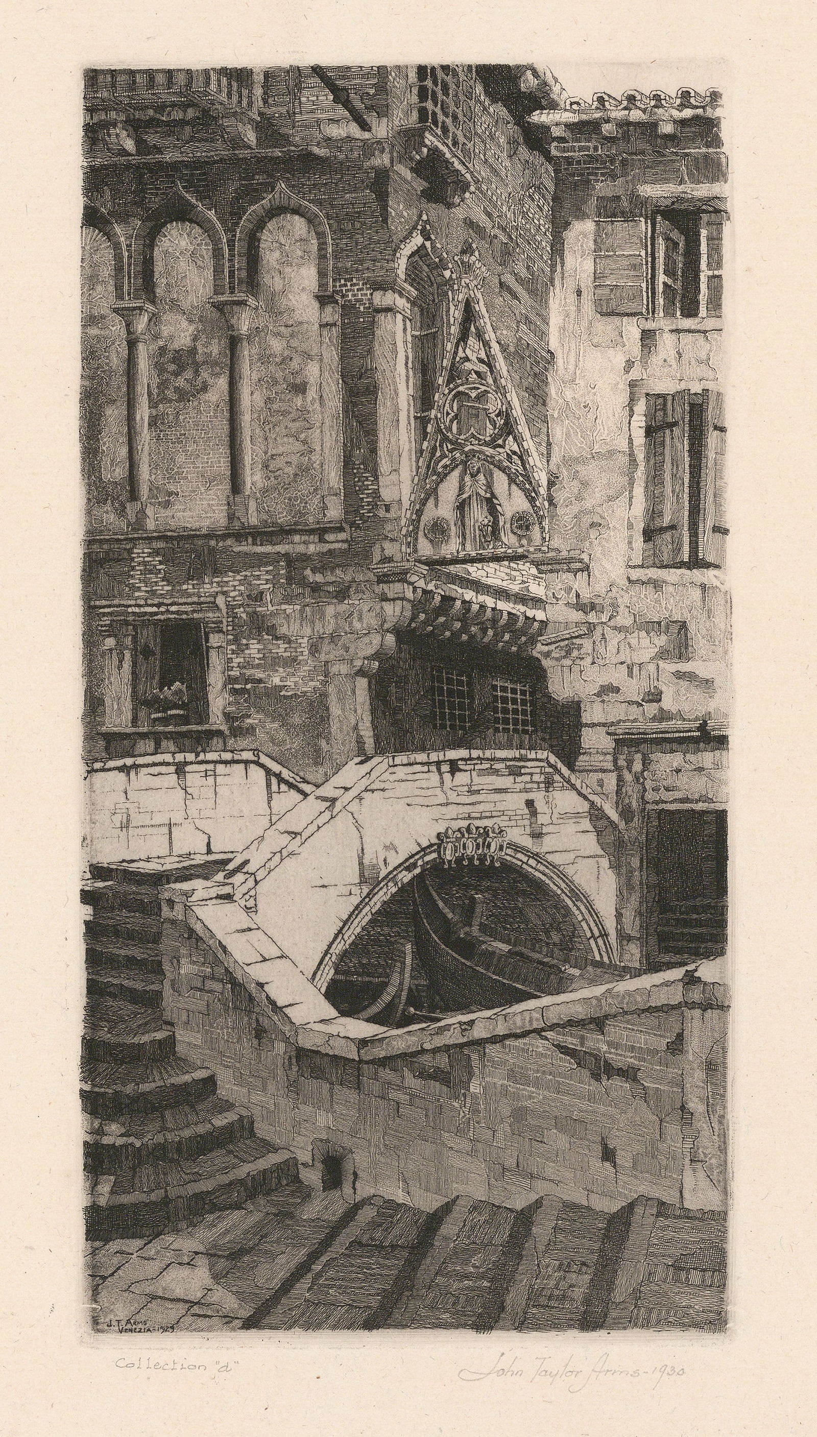 John Taylor Arms, Porta del Paradiso, Venezia, Etching: Title: Porta del Paradiso, Venezia. Artist: John Taylor Arms (1887-1953) Etching, 1930. Edition of 100. Signed and dated in pencil. Inscribed "Privated collection 'd.'" Printed on antique paper. St