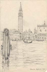 Frank Armington, San Marco Campanile, Venice, Pencil drawing