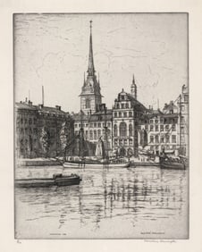 Caroline H. Armington, City of Stockholm, Etching