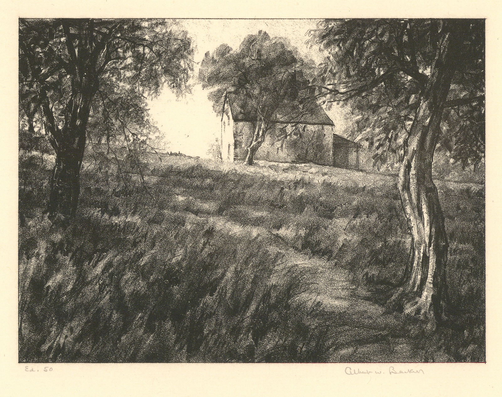 Albert W. Barker, The Orchard Path, Lithograph (1 of 4)
