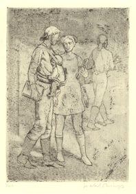 Isabel Bishop, Students with Baby, Etching & aquatint