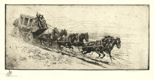 Edward Borein, Overland Mail, Etching & drypoint