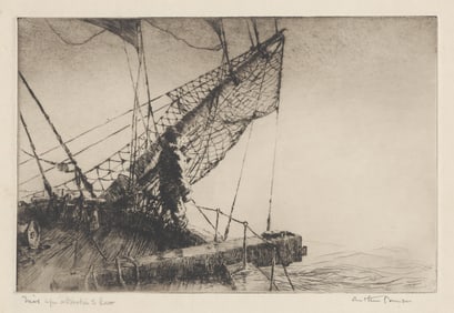 Arthur Briscoe, The Sunrise Lookout, Drypoint on laid paper