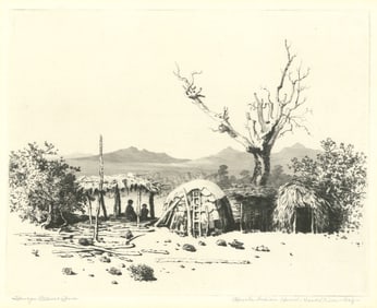 George E. Burr, Apache Indian Homes - Verde River - Arizona, Etching