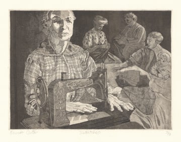 Harriet Sartain Carter, Sweatshop, Etching