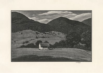 Asa Cheffetz, Rural School House, Wood engraving