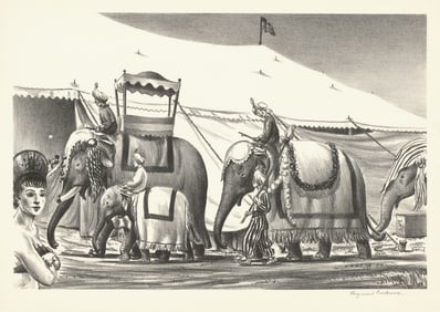 Raymond L. Creekmore, Circus Elephants, Lithograph
