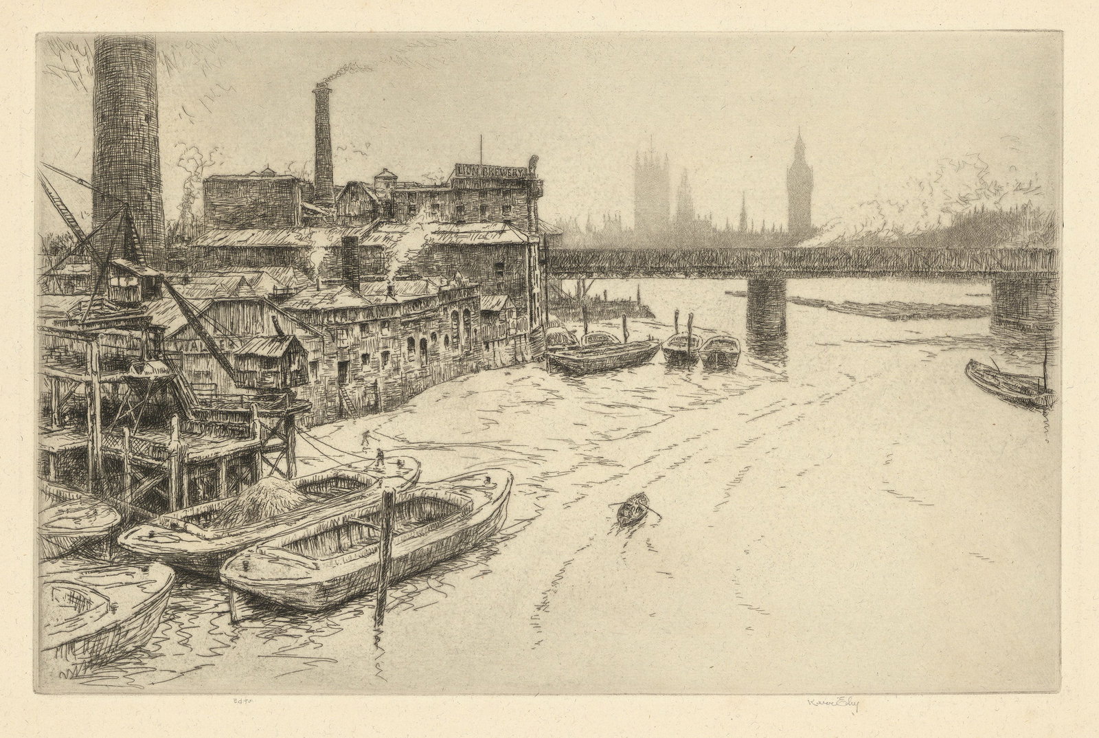 Kerr Eby, Hungerford Bridge, Etching (1 of 3)