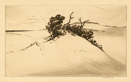Kerr Eby, Shadows on the Dunes, Drypoint