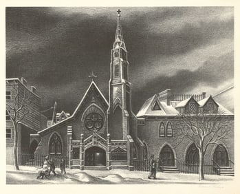 Ernest Fiene, St. Michael's in Brooklyn, Lithograph