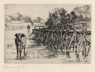 Francis Seymour Haden, The Village Ford, Etching with drypoint