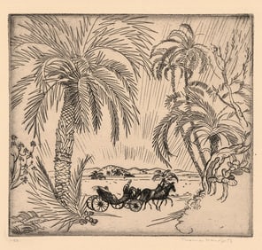 Thomas Handforth, The Palm Grove. (Morocco), Etching