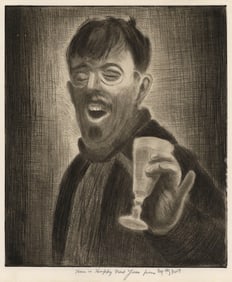 George Overbury "Pop" Hart, Here is Happy New Year, Etching, drypoint and roulette.