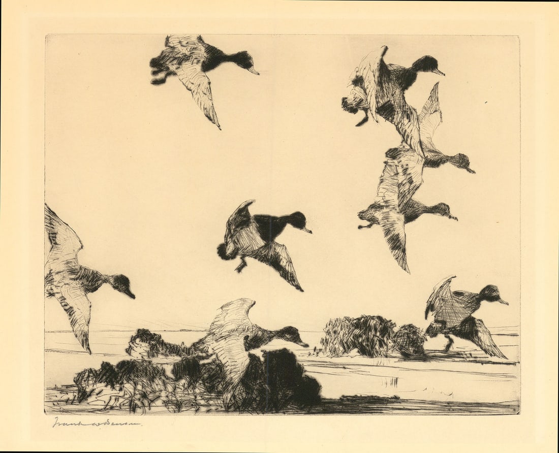 Frank Benson Etching Redheads No. 2.: Title: Redheads No. 2. Artist: Frank W. Benson (1862-1951) Drypoint, 1923. Edition 150. Signed in pencil. Fourth state of Four. Image size 7 7/8 x 9 7/8" (200 x 252 mm). Referenced #226 Etchings an