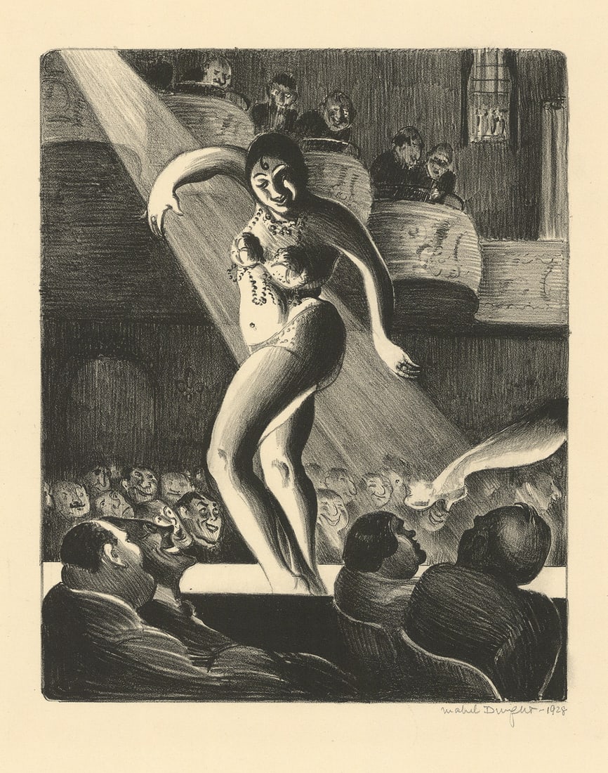 Mabel Dwight Lithograph Houston Street Burlesque.: Title: Houston Street Burlesque. (Burlesque; Houston St. Burlesque.) Artist: Mabel Dwight (1875-1955) Lithograph, 1928. Edition 50. Image size 9 3/4 x 7 7/8" (247 x 200 mm). Signed in pencil. Refer