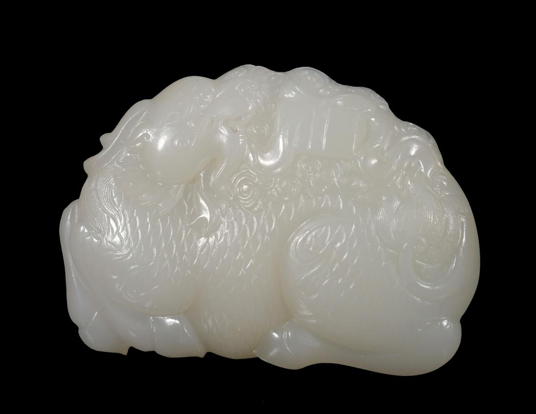 Qing Dynasty - Carved Kirin Shape Hetian Jade Buckle (1 of 7)