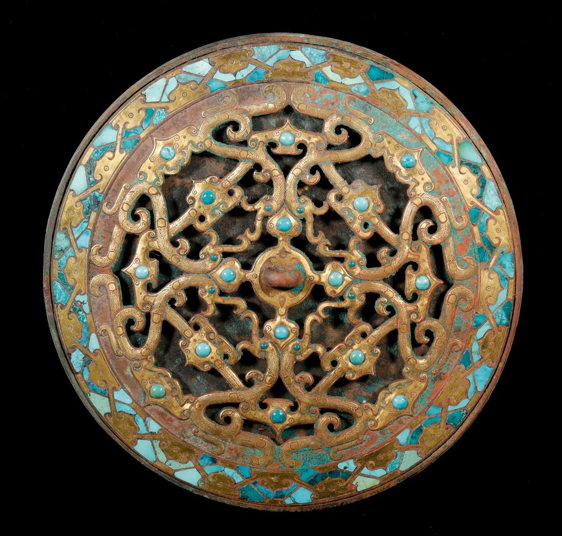 Warring State - Gold on Bronze with Gem Vented Mirror (1 of 9)
