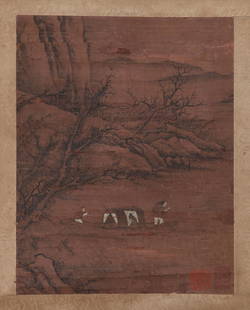 Anonymous - River Mountain Scenery Shan Shui Painting: L: 14 5/8 in(37cm) W: 11 3/8 in(29cm)