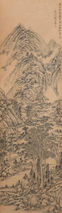 Zhang Zongcang - Mountain Scenery Shan Shui Painting: L: 62 5/8 in(159cm) W: 17 3/4 in(45cm) Zhang Zongcang (1686â€“1756), courtesy name as Mocun, is a famed