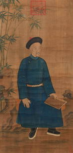 Shen Zhenlin - Painting of Imperial Offical: L: 33 1/8 in(84cm) W: 15 3/8 in(39cm) Shen Zhenlin (style name Fengchi), a native of Wuxian (modern Suzhou,