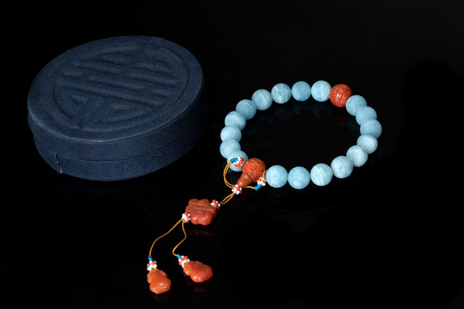 Qing Dynastyy - Sapphire Stone Beads Bracelet (1 of 6)