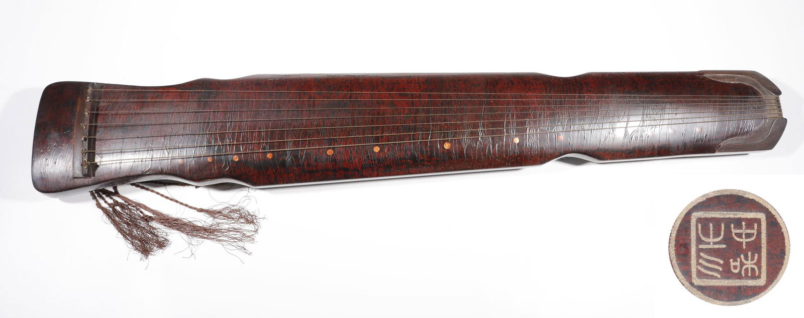 Qing Dynasty - Musical Instrument "Gu Qin": H: 4 3/8 in(11cm) L: 48 in(122cm) W: 7 1/2 in(19cm)