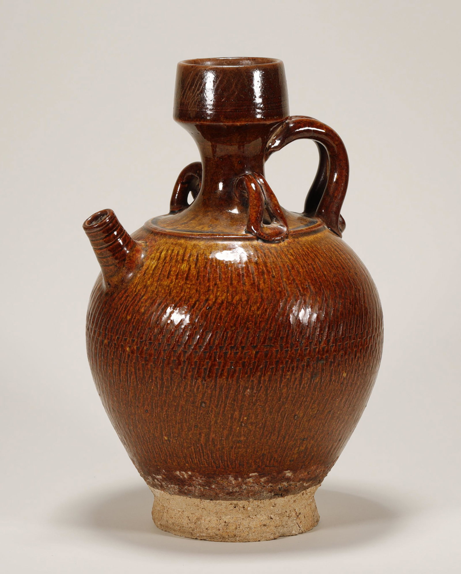 Tang Dynasty - Glaze Kettle: H: 9 7/8 in(25cm) D: 6 3/4 in(17cm)