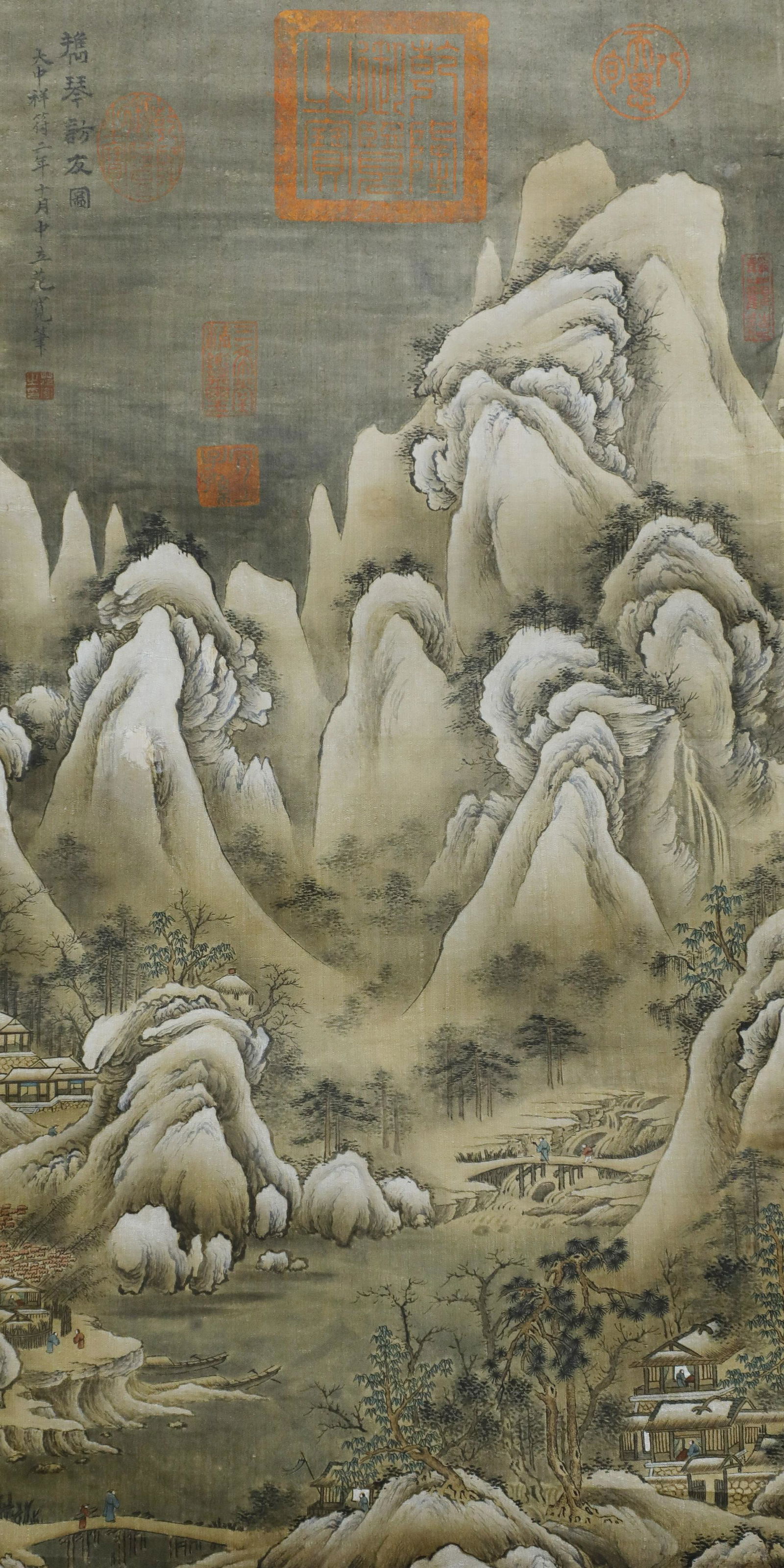 Song Dynasty - "Fan Kuan" Scenery Painting: L: 24 3/8 in(62cm) W: 12 5/8 in(32cm)