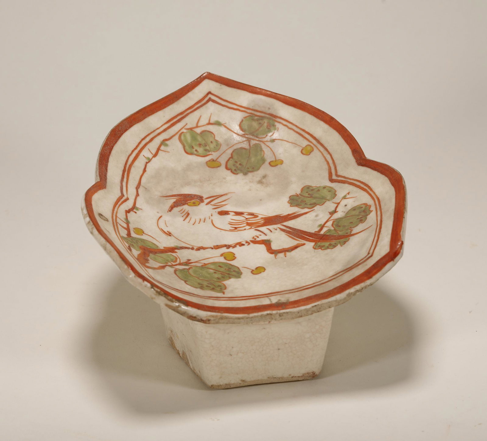 Yuan Dynasty - Red and Green Pillow: H: 4 in(10cm) W: 6 3/4 in(17cm)