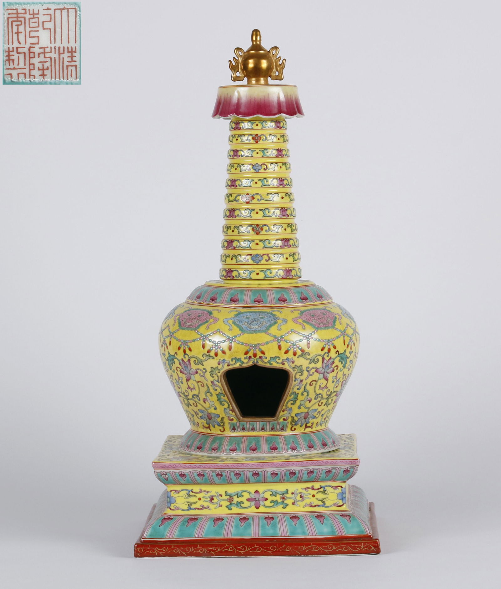 Yellow pastel flower pattern Buddhist niche (1 of 7)